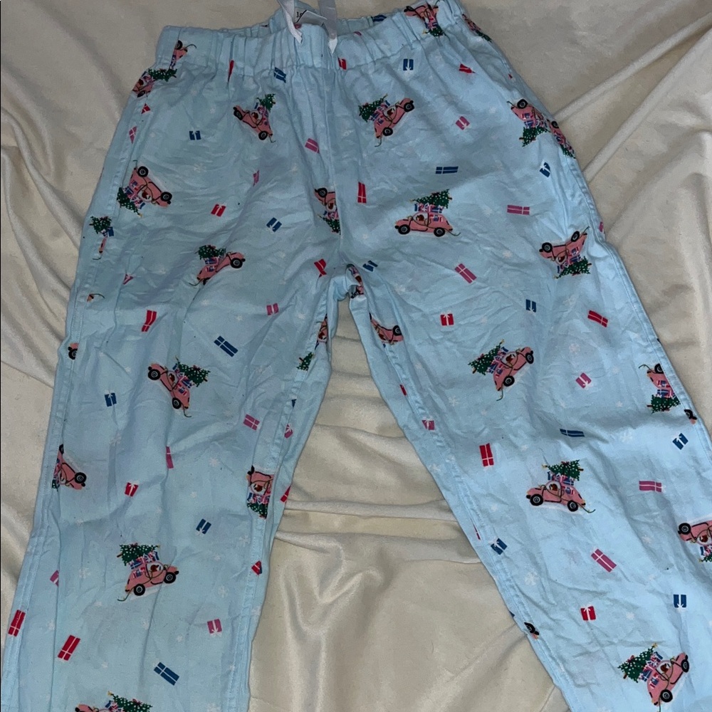 J. Crew Light Blue Pajama Pants with Colorful Print